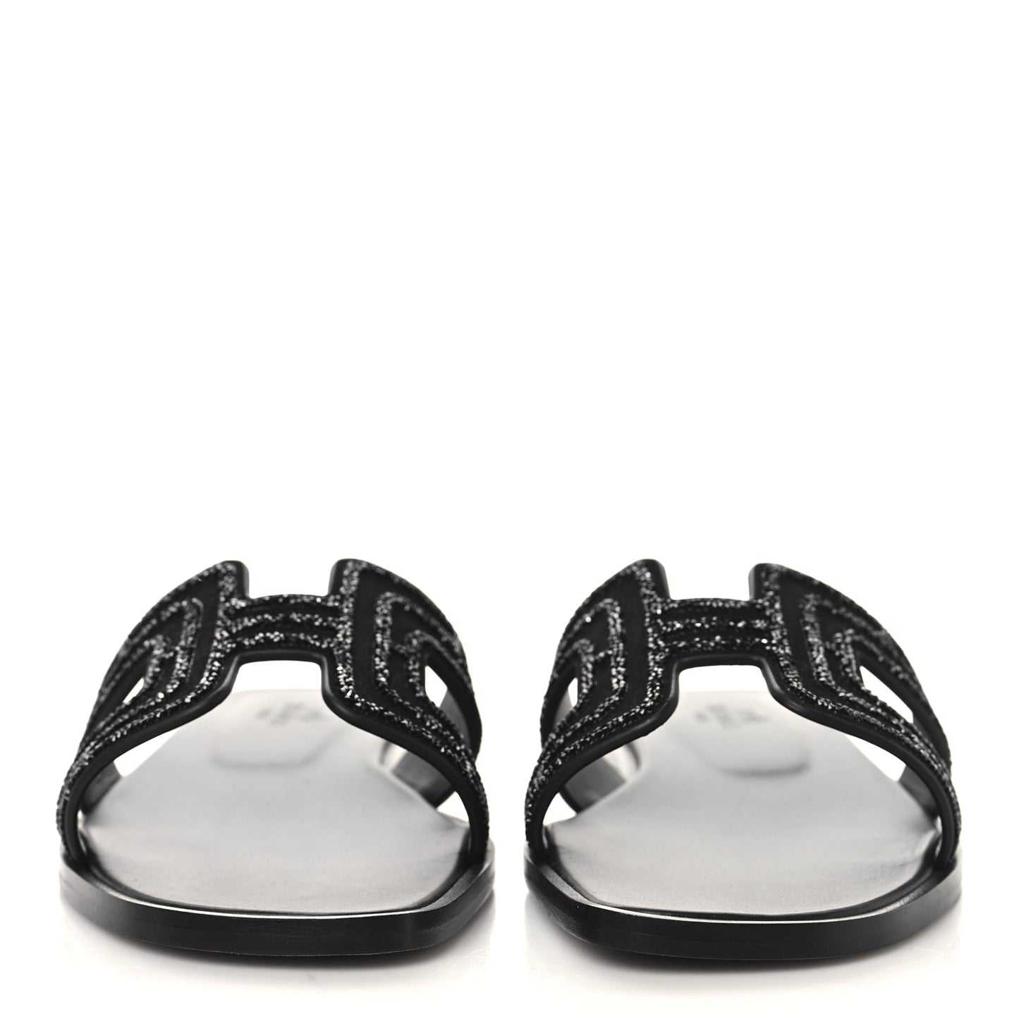Suede Goatskin Crystal Oran Sandals 36 Black