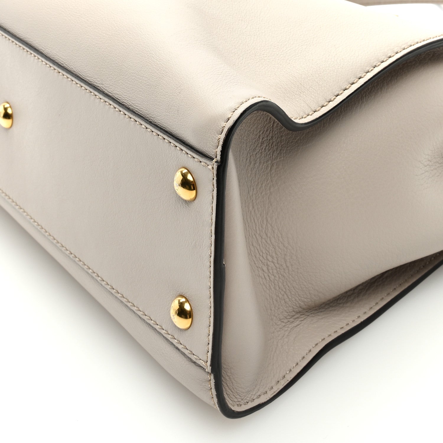 Fendi Vitello Seta Shiny Nappa Medium Peekaboo Iconic Satchel Grigio Polvere Bois de Rose 9 of 9