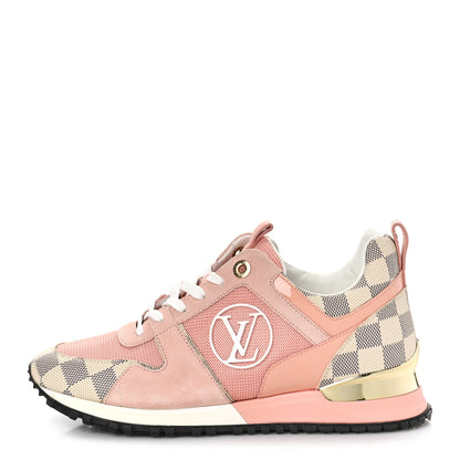 Louis Vuitton Suede Damier Azur Run Away Sneakers 37.5 Pink 1 of 8