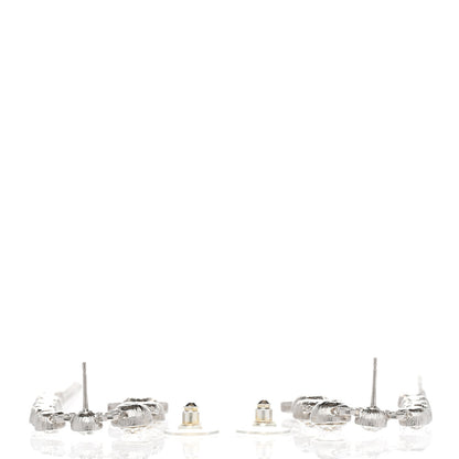 Chanel Crystal CC Long Drop Earrings Silver 3 of 5
