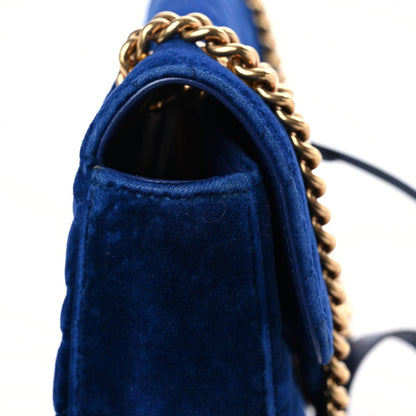 Gucci Velvet Matelasse Medium GG Marmont Shoulder Bag Cobalt Blue 17 of 18