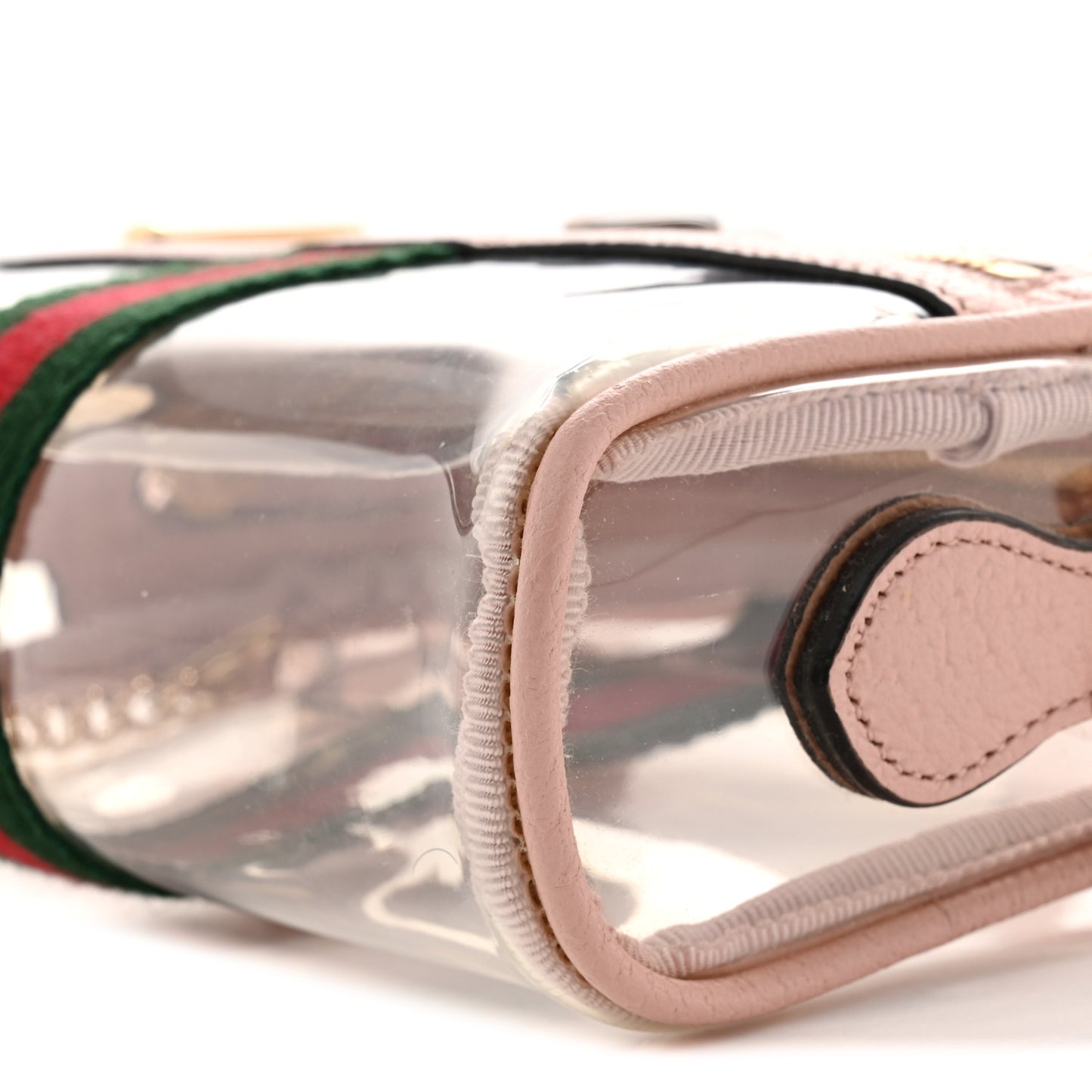 Vinyl Web Mini Ophidia Transparent Shoulder Bag Perfect Pink