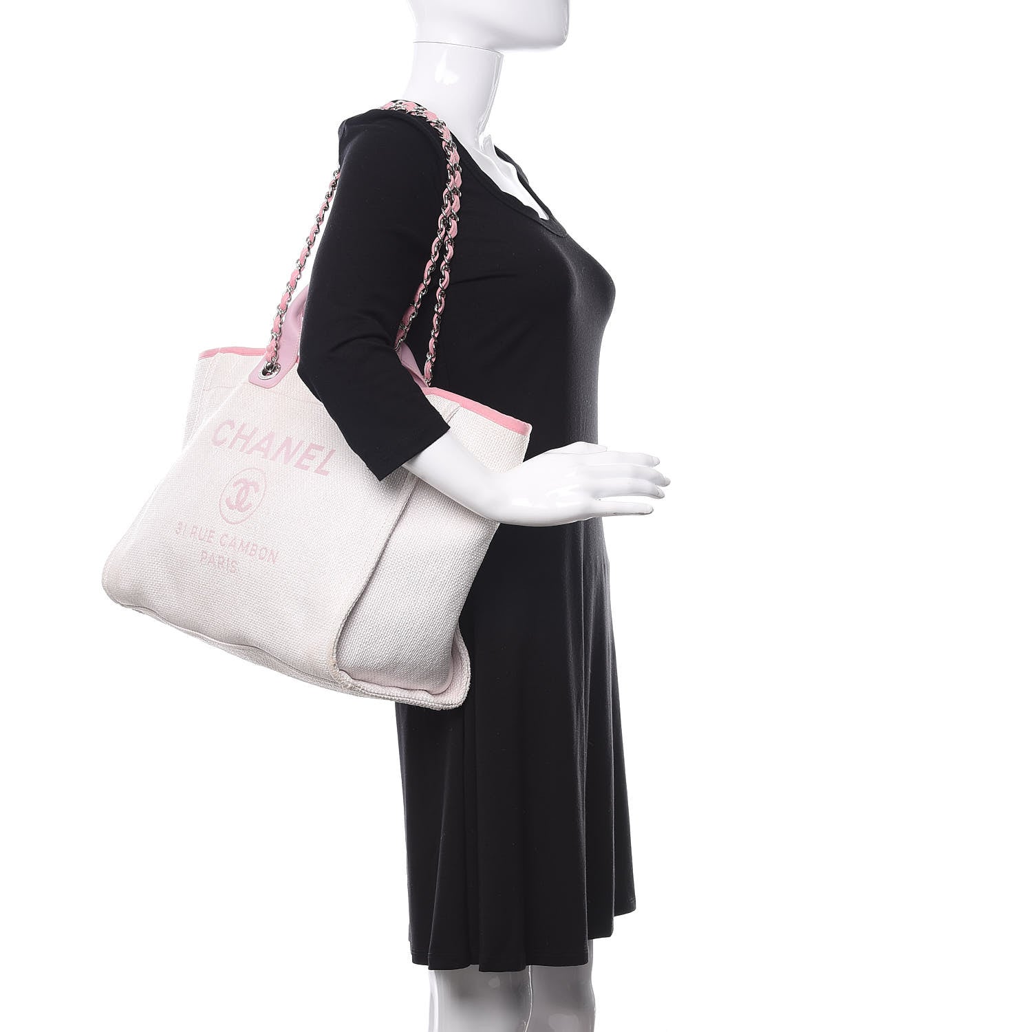 Chanel Canvas Medium Deauville Tote Pink 2 of 10