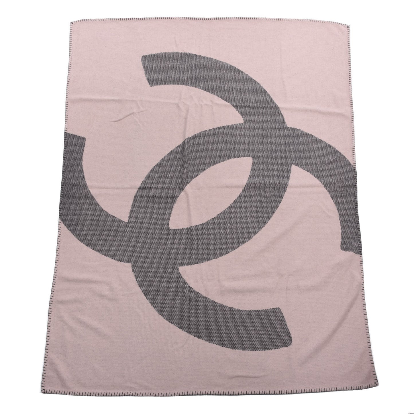Merino Wool Cashmere CC Throw Blanket Black Pink