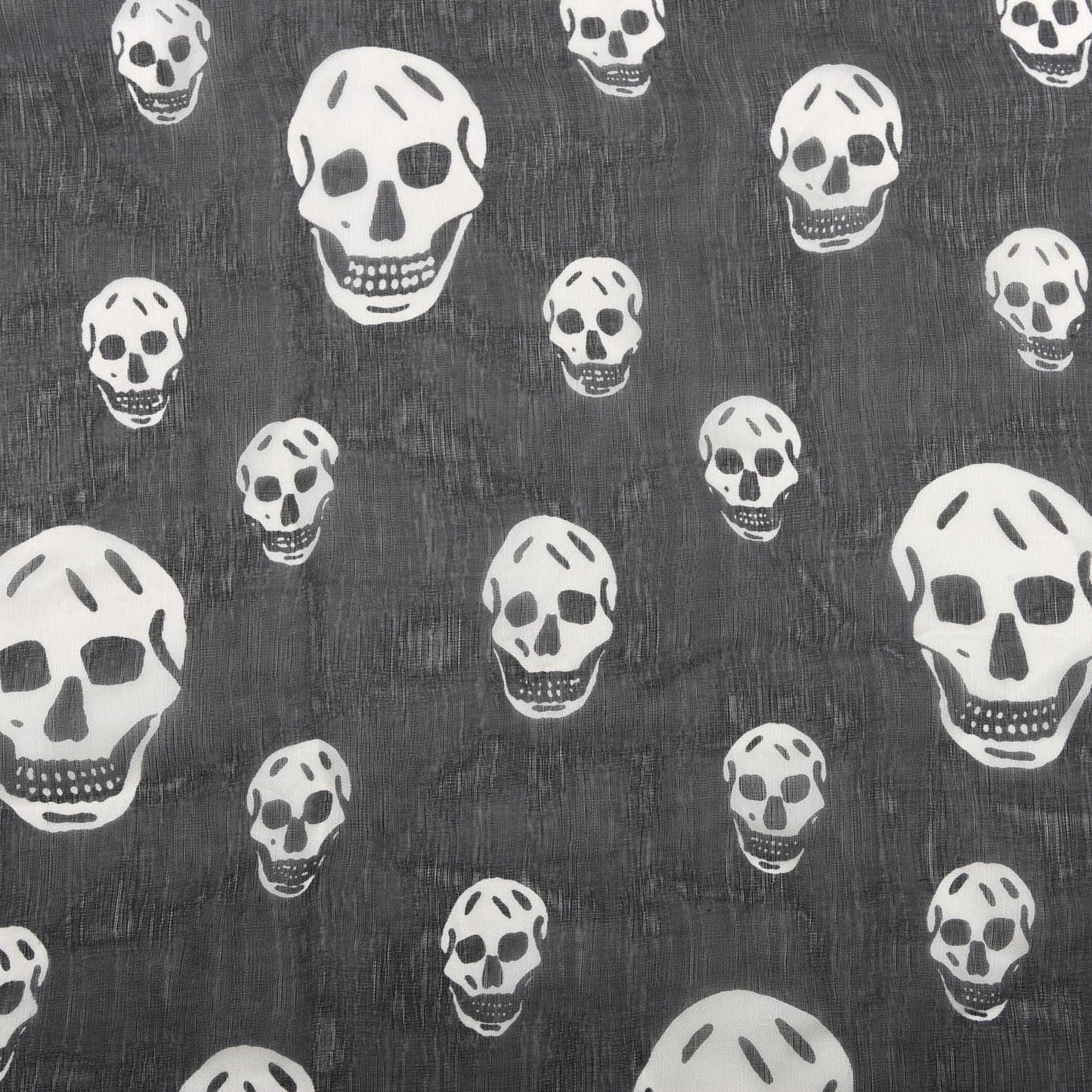 Silk Chiffon Skull Scarf Black Ivory