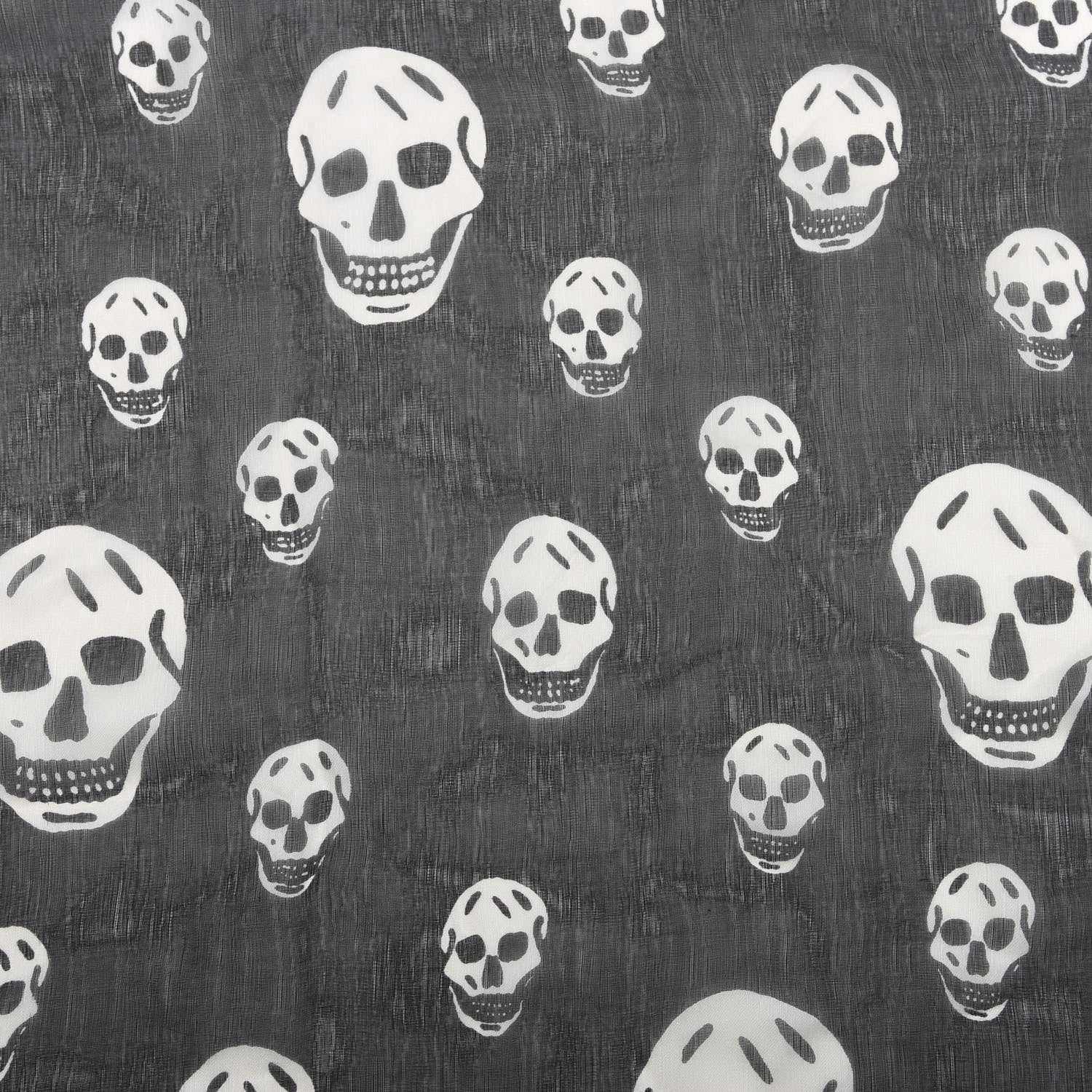 Alexander McQueen Silk Chiffon Skull Scarf Black Ivory 3 of 3
