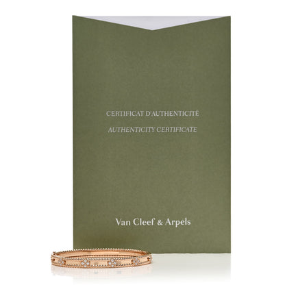 Van Cleef & Arpels 18K Rose Gold Diamond Perlee Sweet Clovers Bracelet M 4 of 4