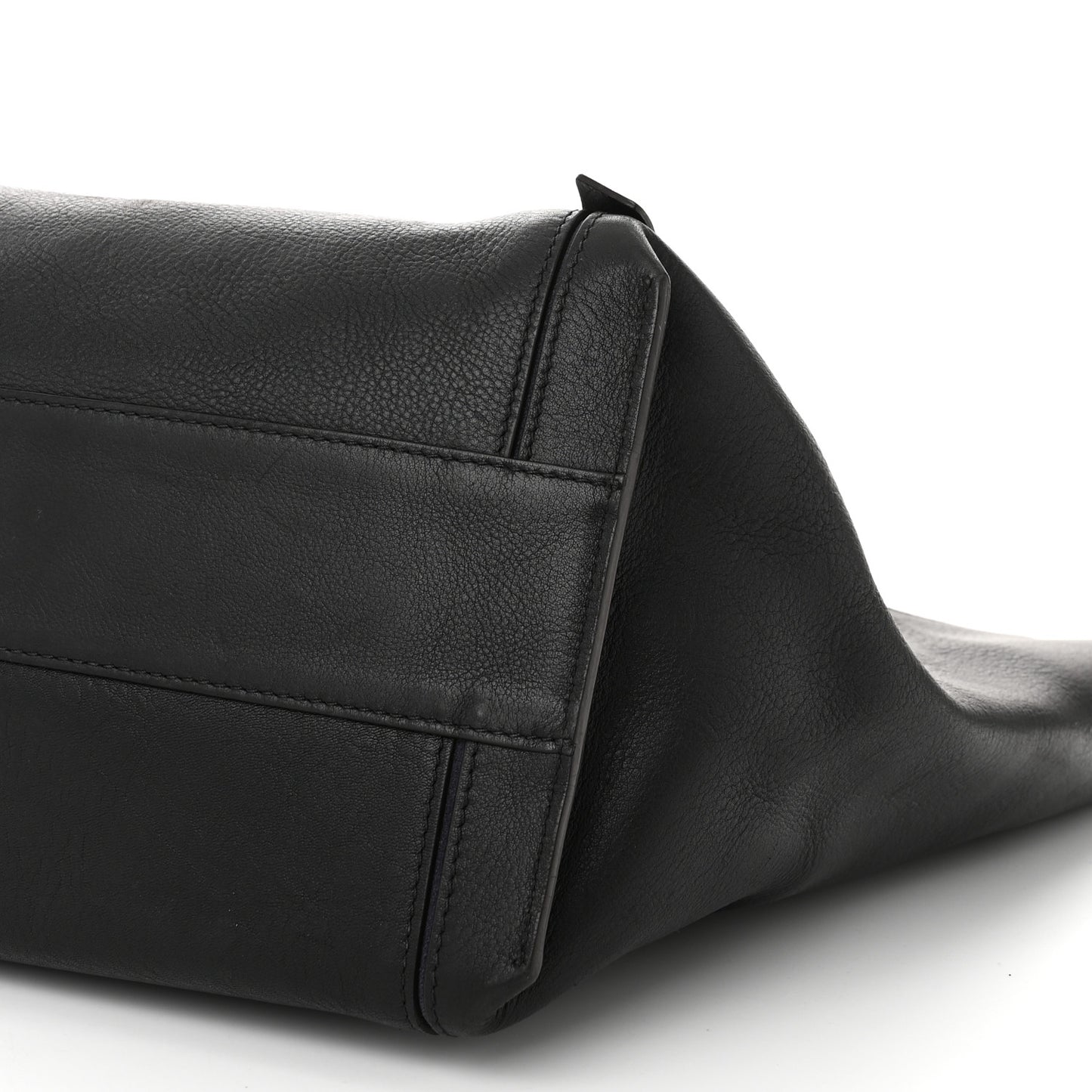 Smooth Calfskin Medium Milo Shopping Tote Black