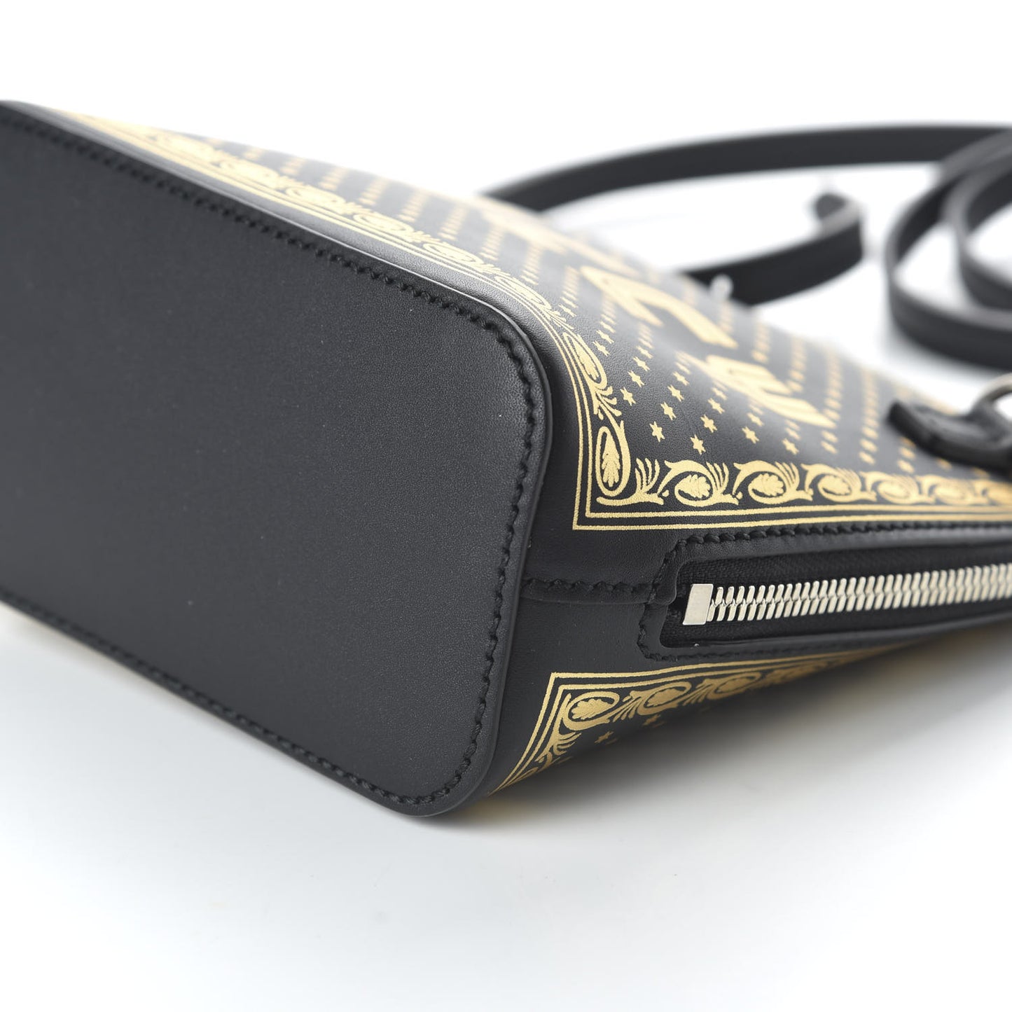 X SEGA Calfskin GUCCY Stars Mini Dome Shoulder Bag Black Gold