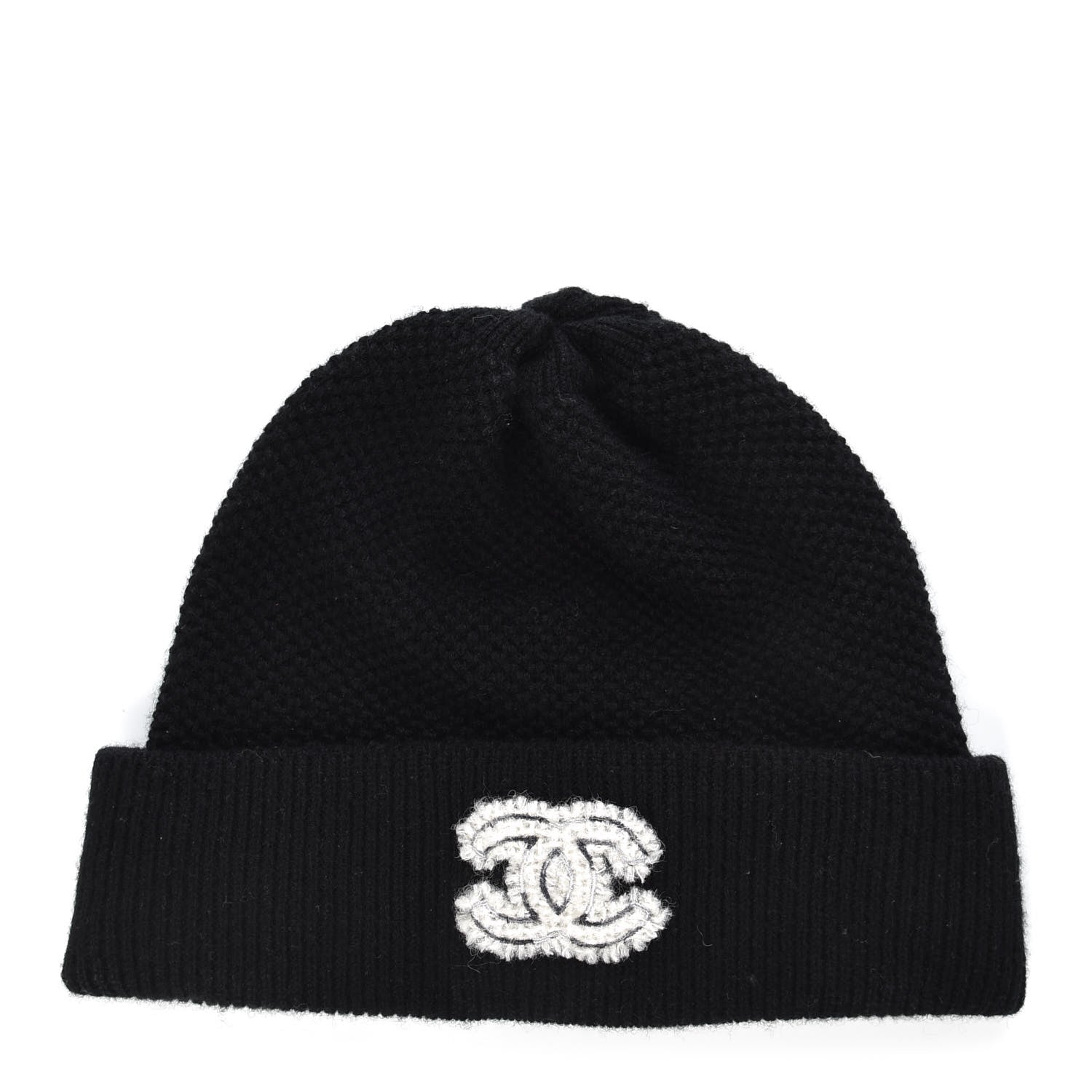 Chanel Cashmere CC Beanie Hat Black 1 of 4