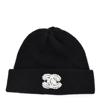 Chanel Cashmere CC Beanie Hat Black 1 of 4