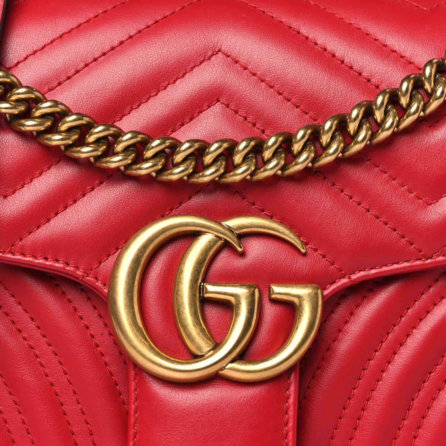 Gucci Calfskin Matelasse Small GG Marmont Shoulder Bag Hibiscus Red 8 of 10