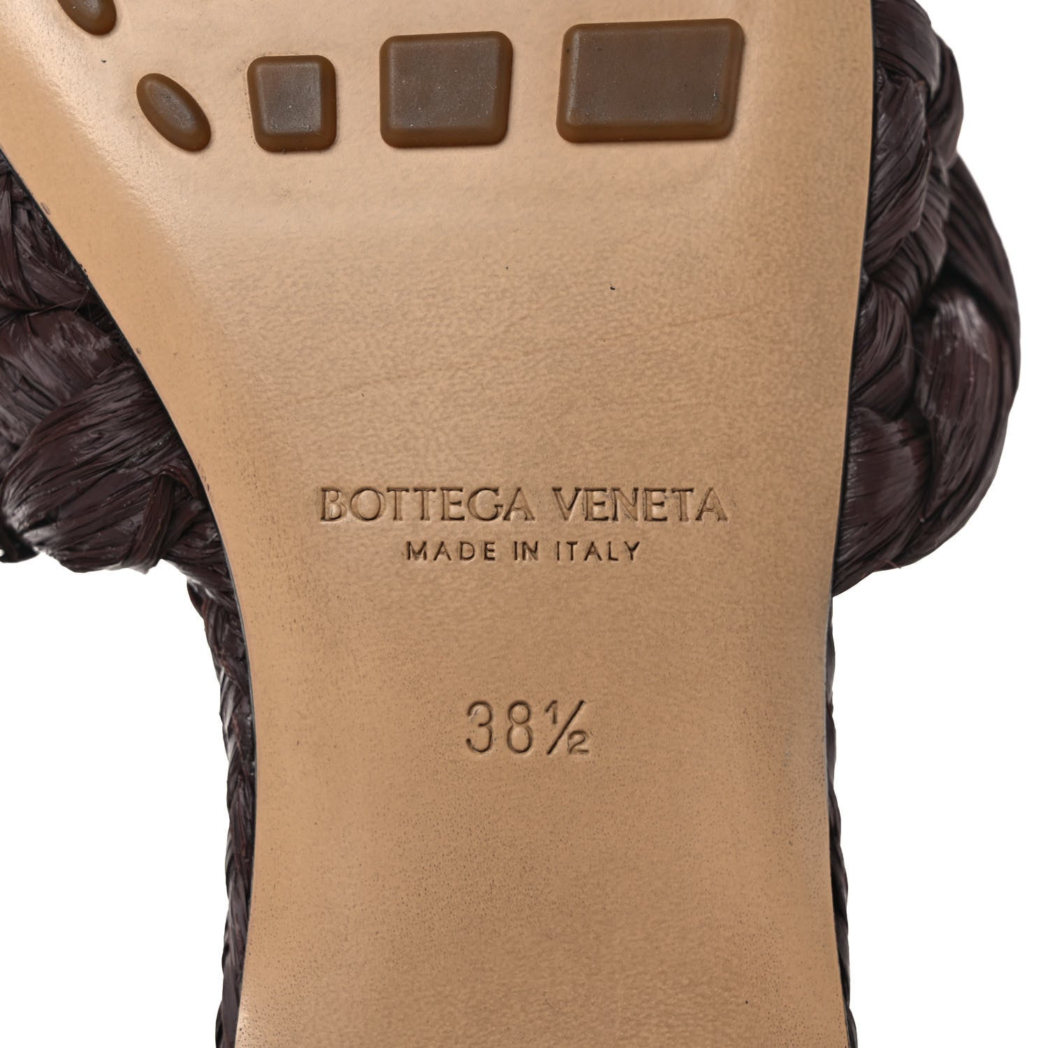 Bottega Veneta Raffia Twisted Intrecciato Stretch Flat Sandals 38.5 Bitter Chocolate 6 of 7
