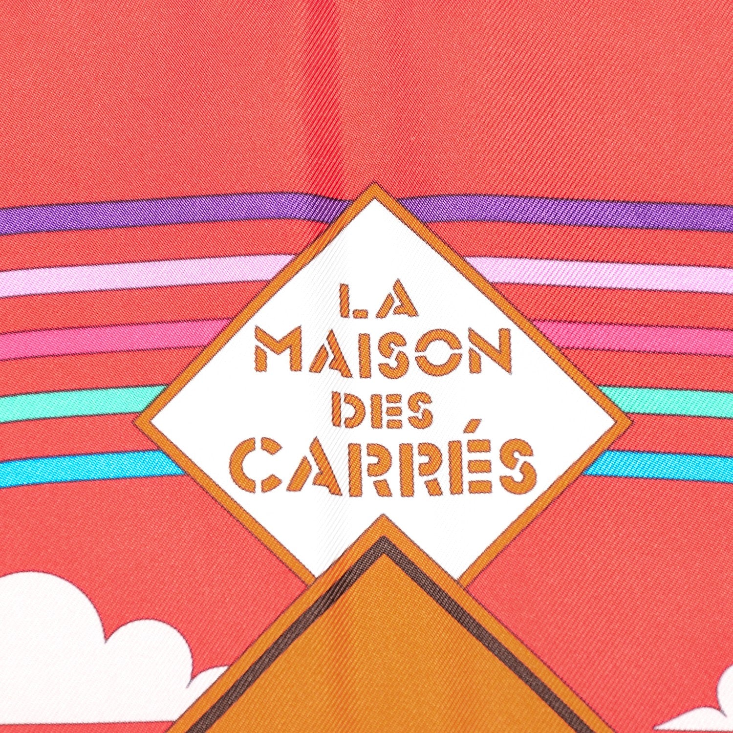 Hermes Silk La Maizeon des Carrés Scarf 90 Rouge Blanc Vert 3 of 8