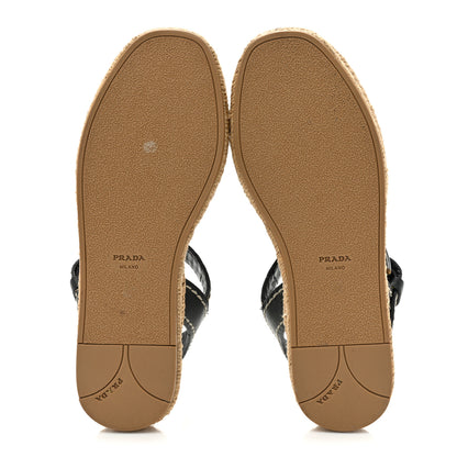 Prada Vitello Montana Logo Espadrille Sandals 36 Black 5 of 9