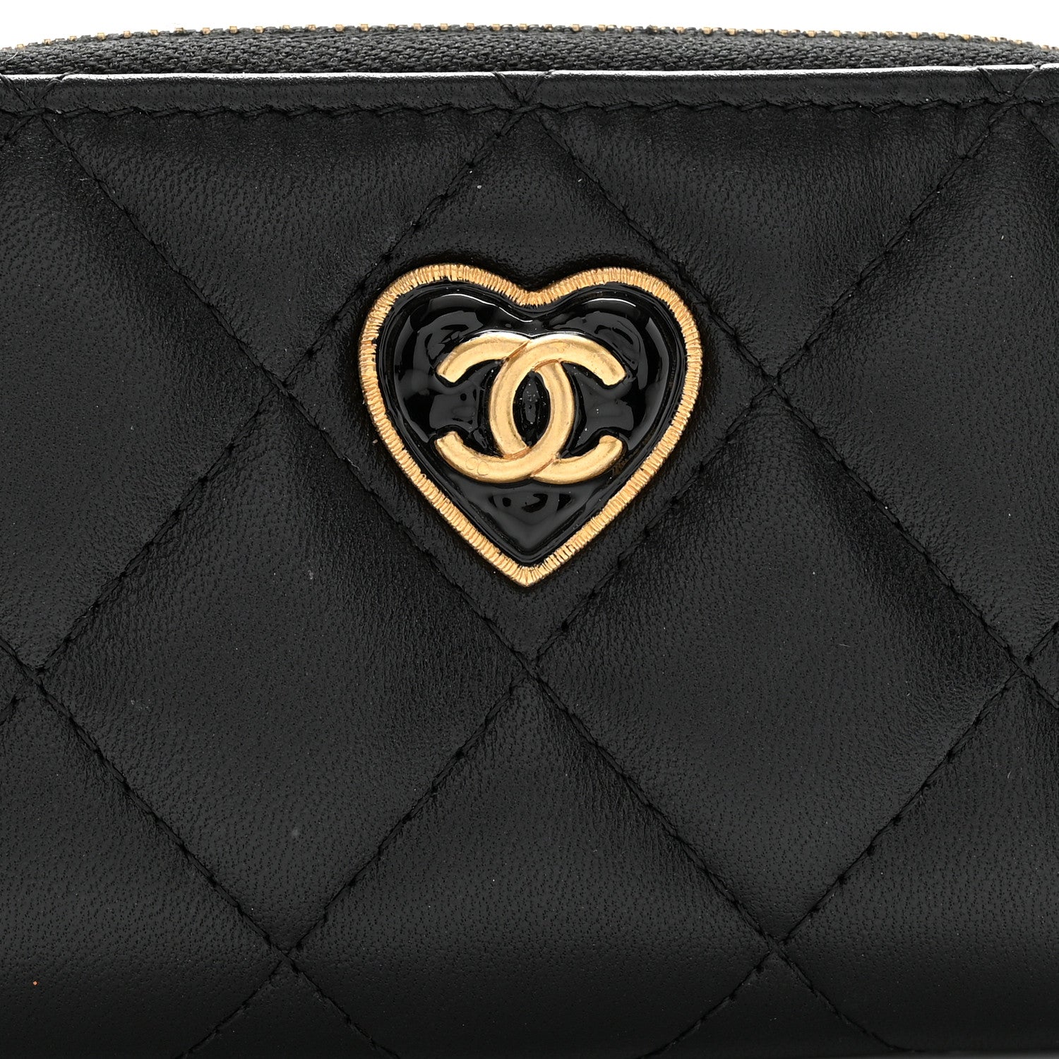 Chanel Lambskin Plexiglass Quilted Coco Love Zip Coin Purse Black 8 of 9