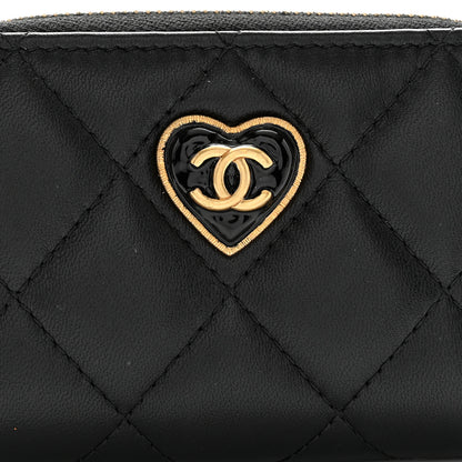 Chanel Lambskin Plexiglass Quilted Coco Love Zip Coin Purse Black 8 of 9