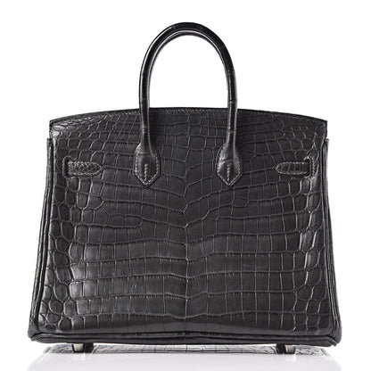 Hermes Matte Niloticus Crocodile Birkin 25 Graphite 3 of 33