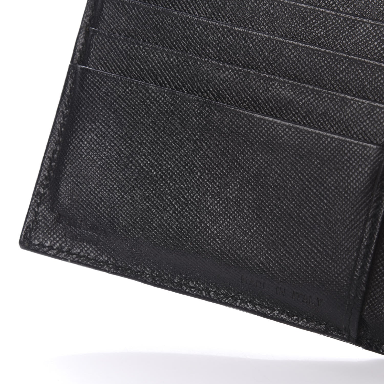Prada Saffiano Metal Tri-Fold Wallet Black 8 of 12