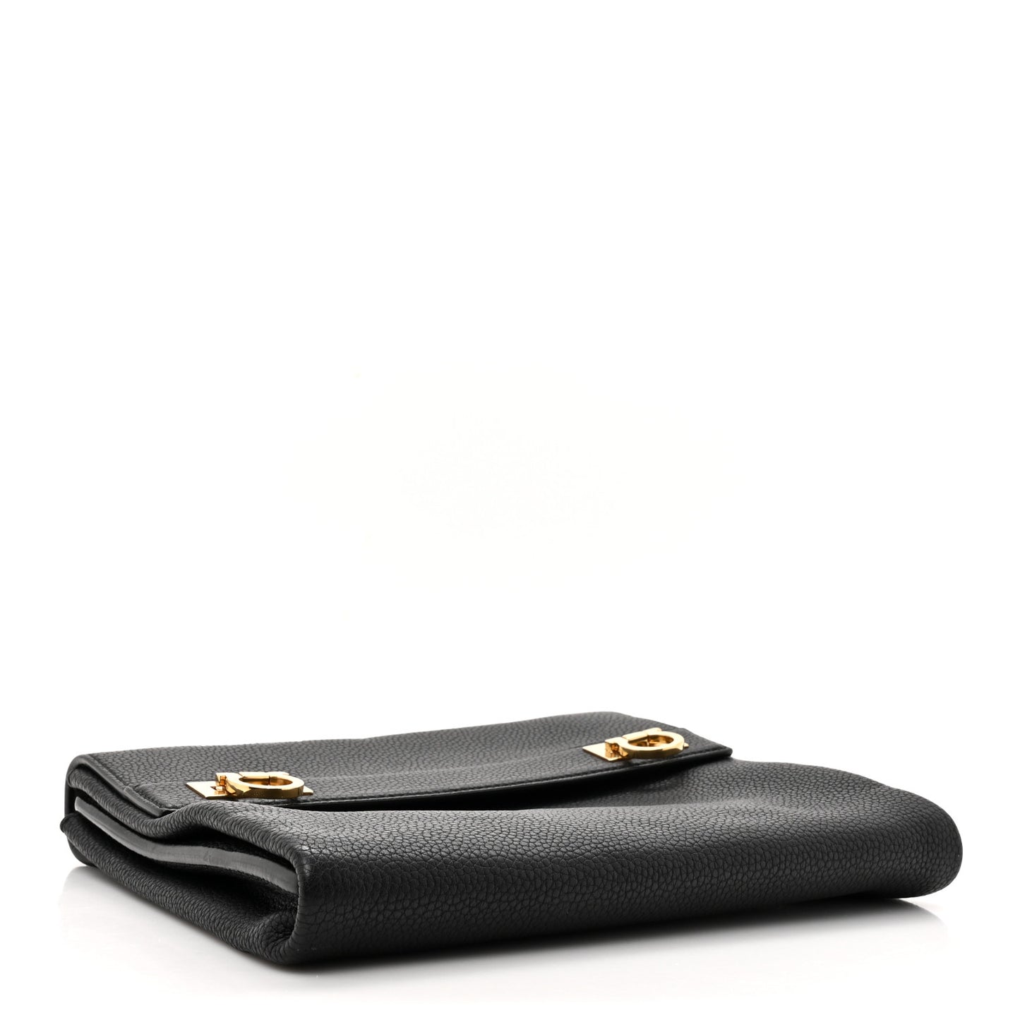 Grained Calfskin Mya Flip Lock Shoulder Bag Black