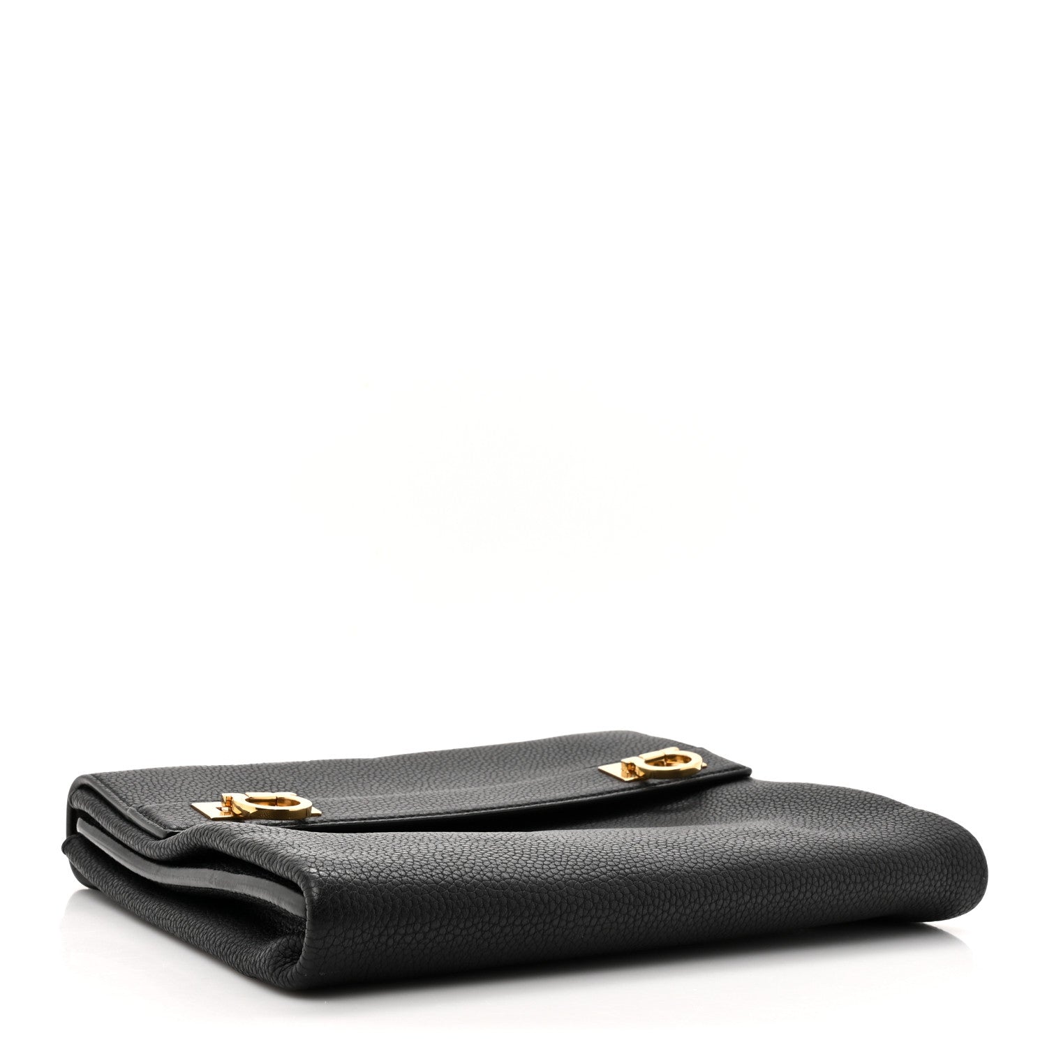 Salvatore Ferragamo Grained Calfskin Mya Flip Lock Shoulder Bag Black 4 of 11