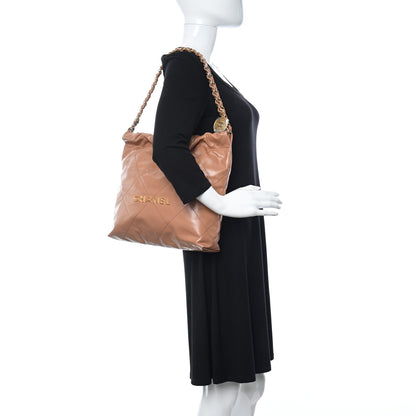 Chanel Shiny Calfskin Quilted Small Chanel 22 Camel 2 of 12