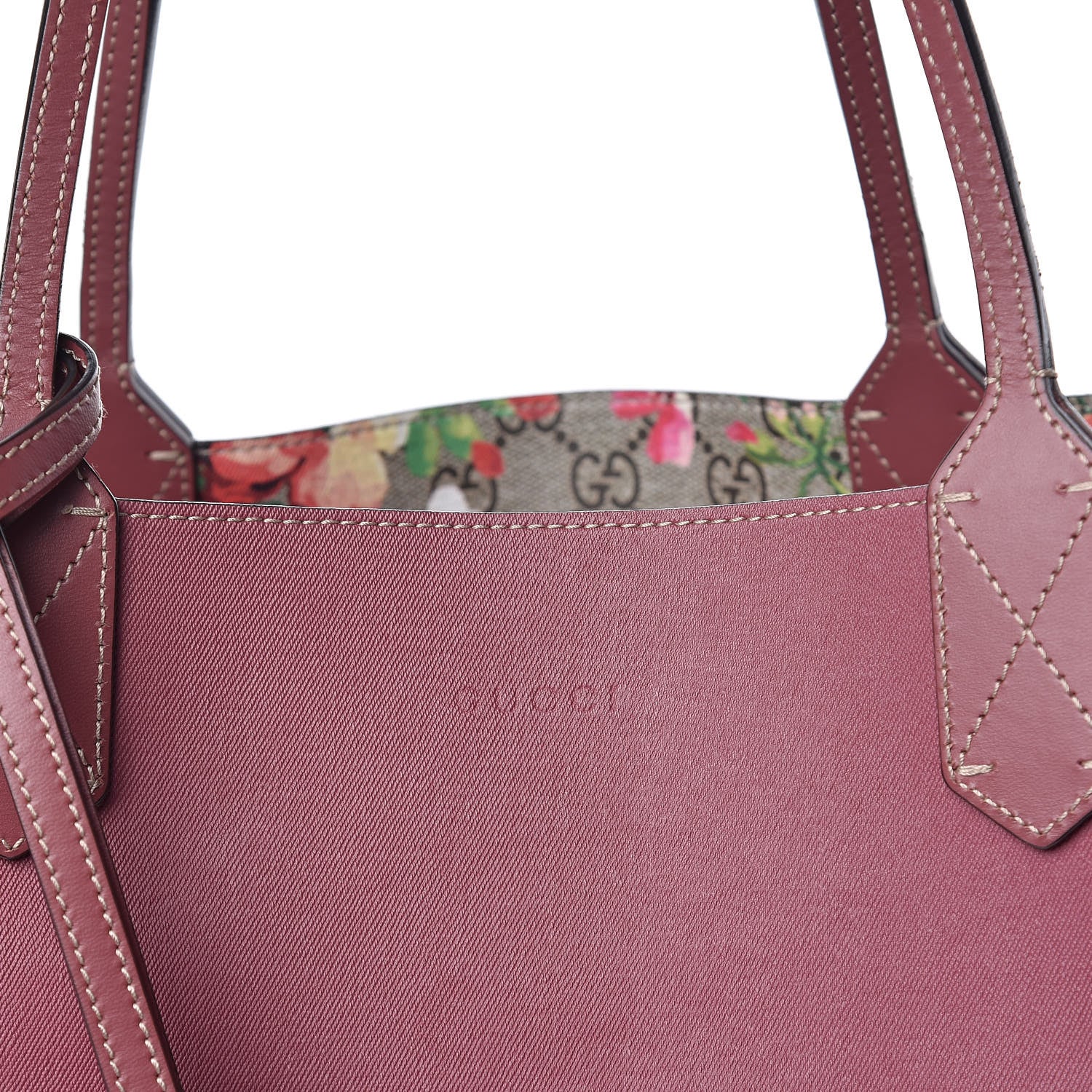 Gucci GG Supreme Monogram Blooms Medium Reversible Tote Beige Multicolor Dry Rose 10 of 22