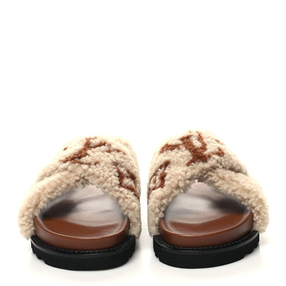 Louis Vuitton Shearling Paseo Flat Comfort Sandal 40 Nude 2 of 7