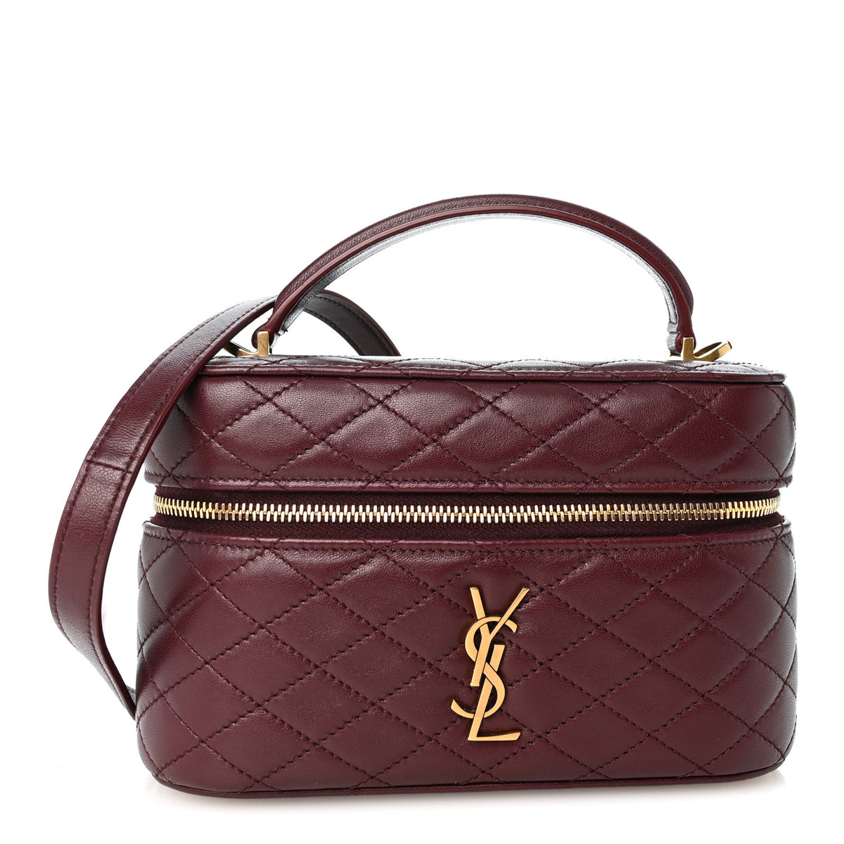 Saint Laurent Lambskin Quilted Mini Gaby Vanity Case Rouge Cabernet 1 of 9