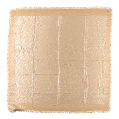 Burberry Silk Wool Monogrammed TB Print Square Scarf Honey 1 of 3