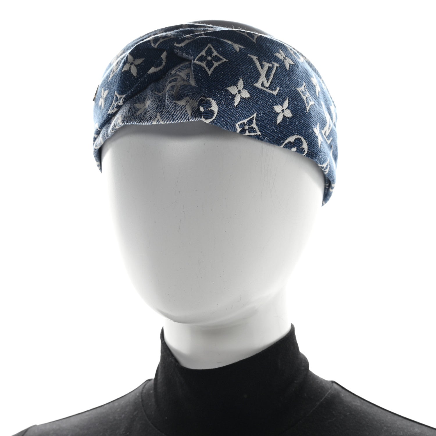 Louis Vuitton Monogram Jacquard Denim Bandeau Headband Blue 2 of 4