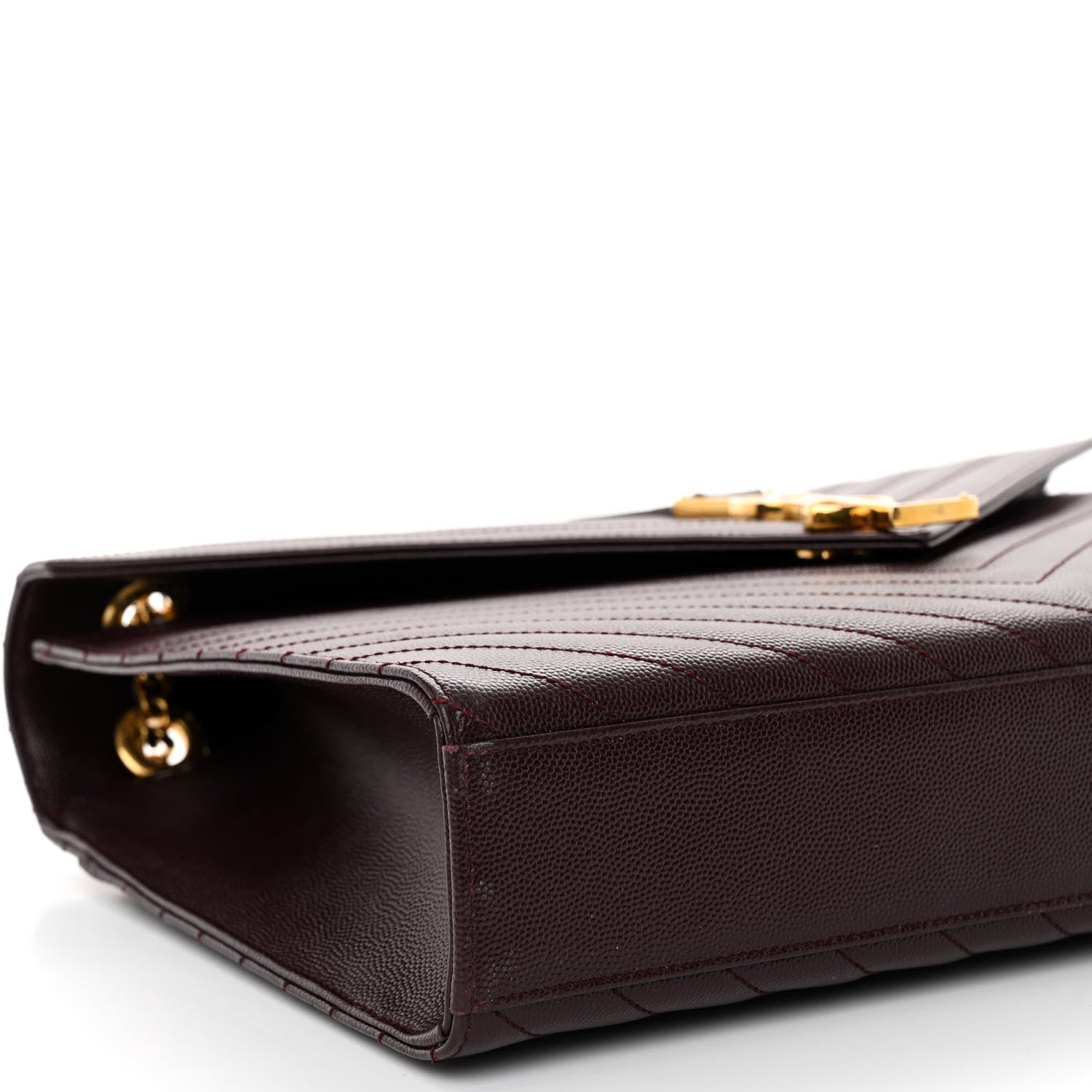 Saint Laurent Grain De Poudre Matelasse Chevron Large Monogram Satchel Rouge Legion 8 of 9