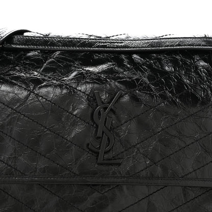 Saint Laurent Crinkled Calfskin Matelasse Monogram Large Niki Chain Satchel Black 8 of 10