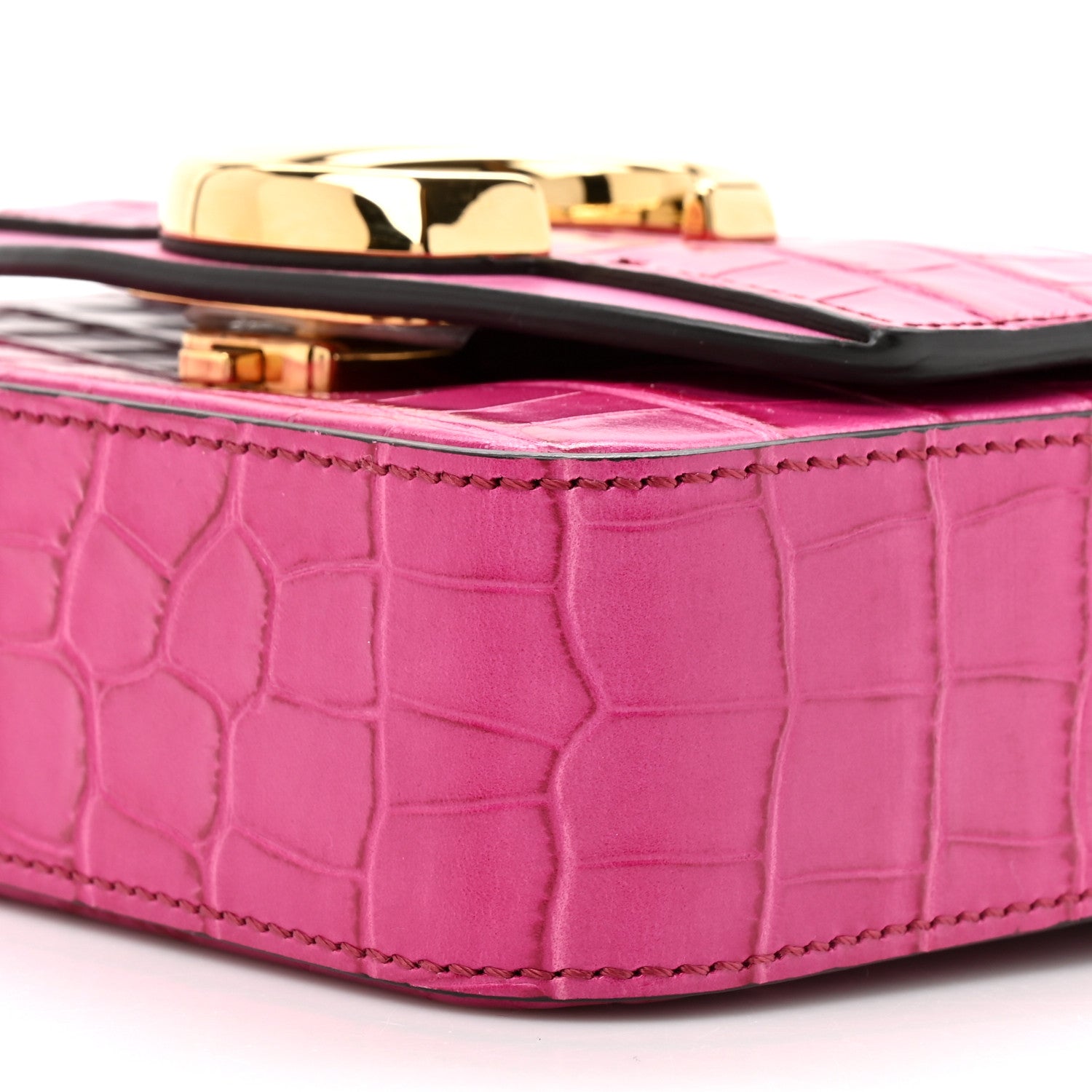 Chloe Calfskin Crocodile Embossed Mini C Bag Pink 9 of 12