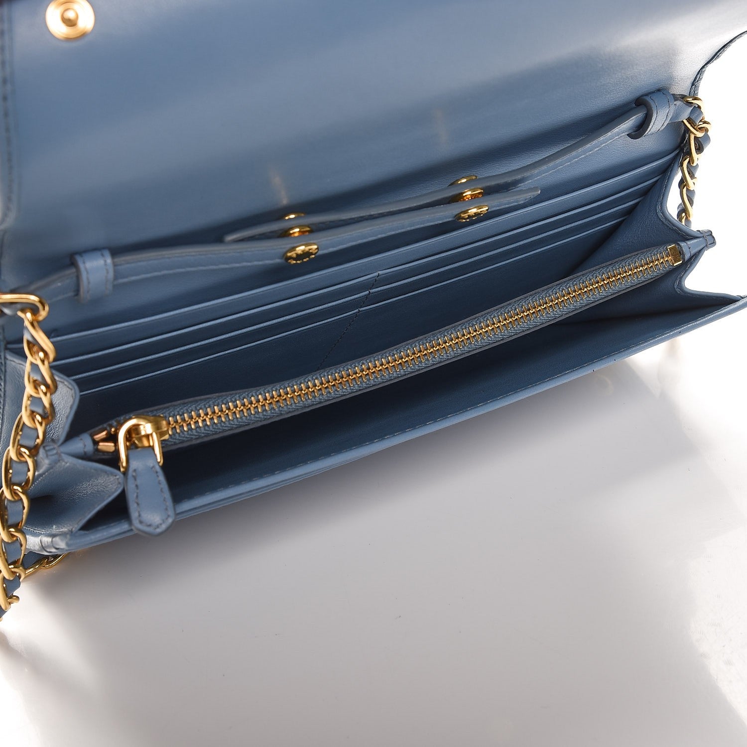 Prada Soft Calf Quilted Chain Wallet Astrale 5 of 8