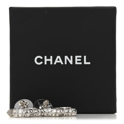Chanel Baguette Crystal CC Drop Earrings Silver 5 of 5