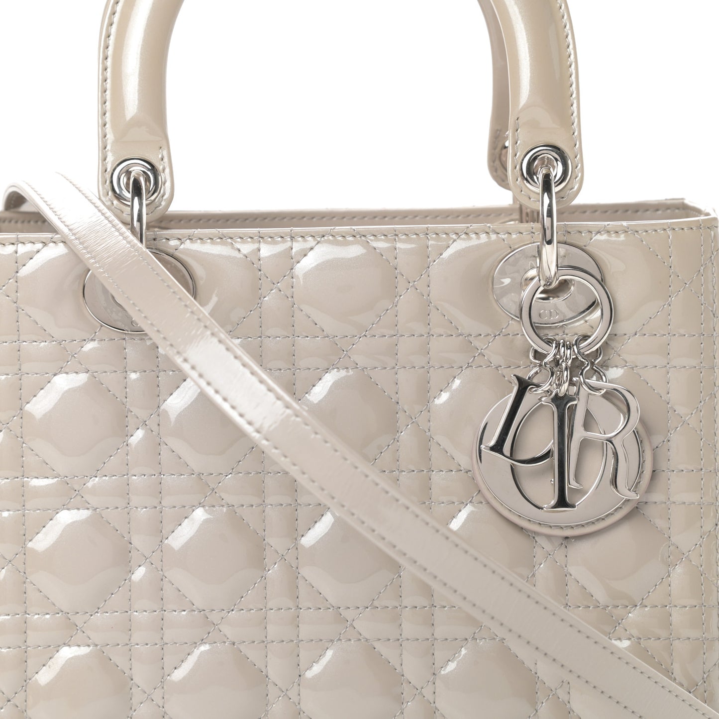 Patent Cannage Medium Lady Dior Grey
