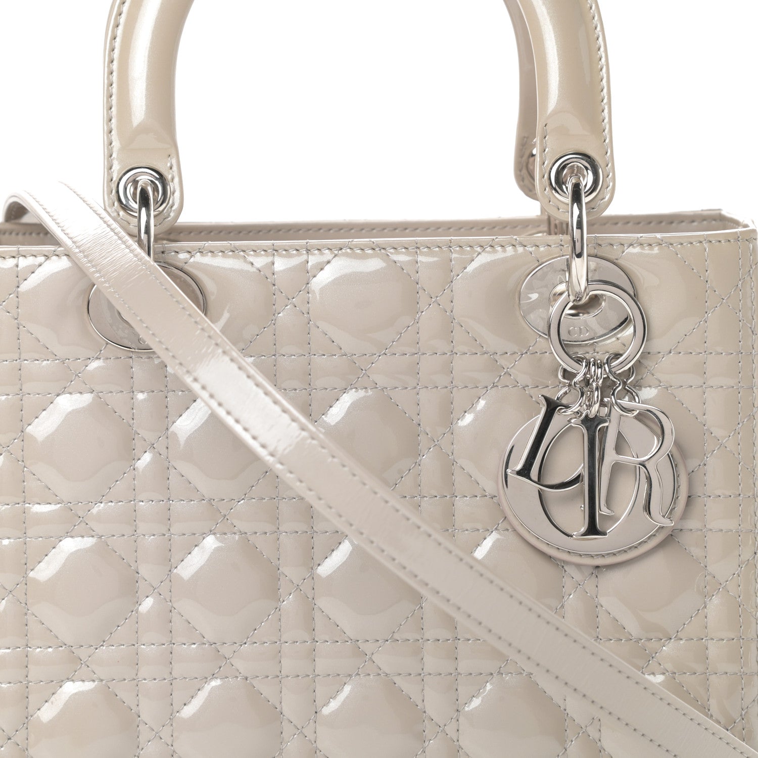 Christian Dior Patent Cannage Medium Lady Dior Grey 8 of 10