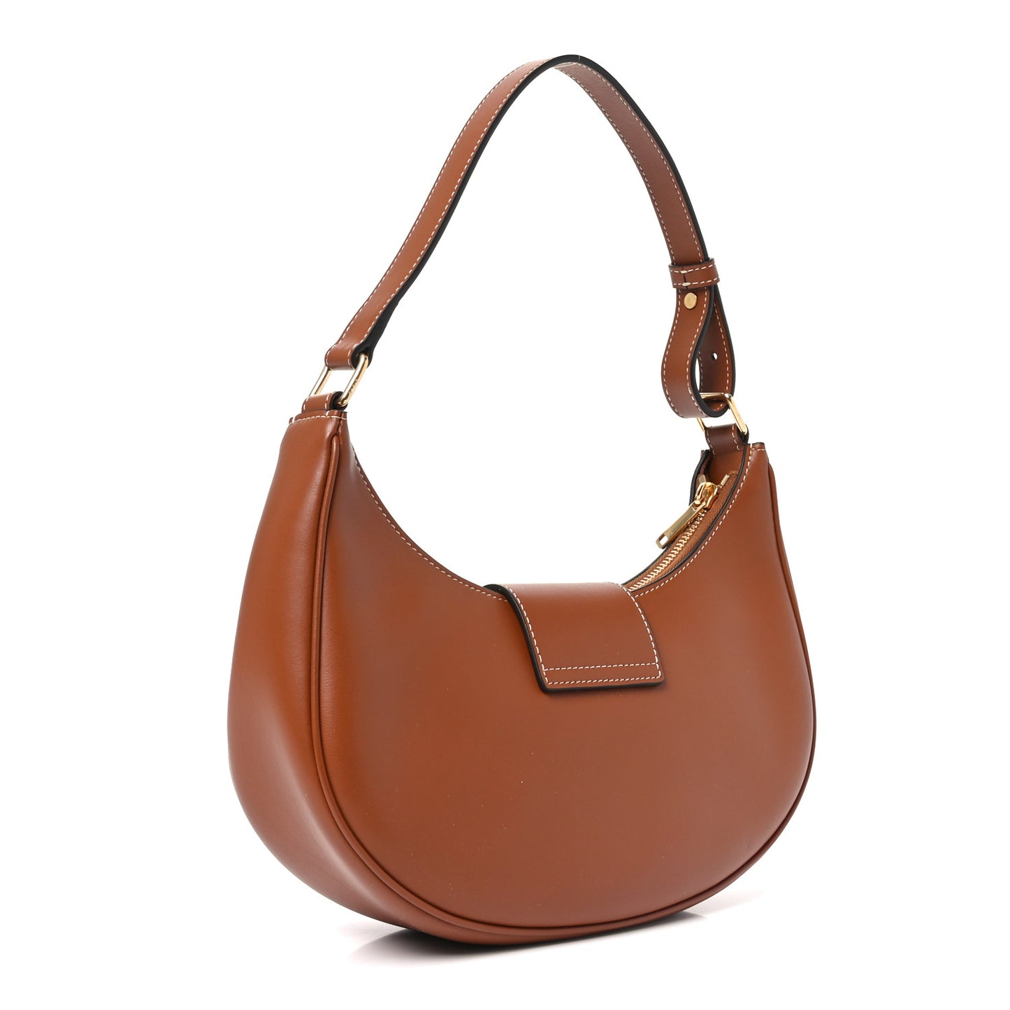 Smooth Calfskin Medium Strap Ava Triomphe Shoulder Bag Tan