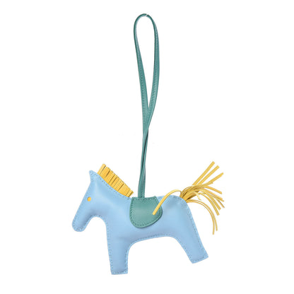 Hermes Milo Lambskin Grigri Rodeo Horse Bag Charm MM Celeste Jaune de Naples Vert Verone 1 of 3