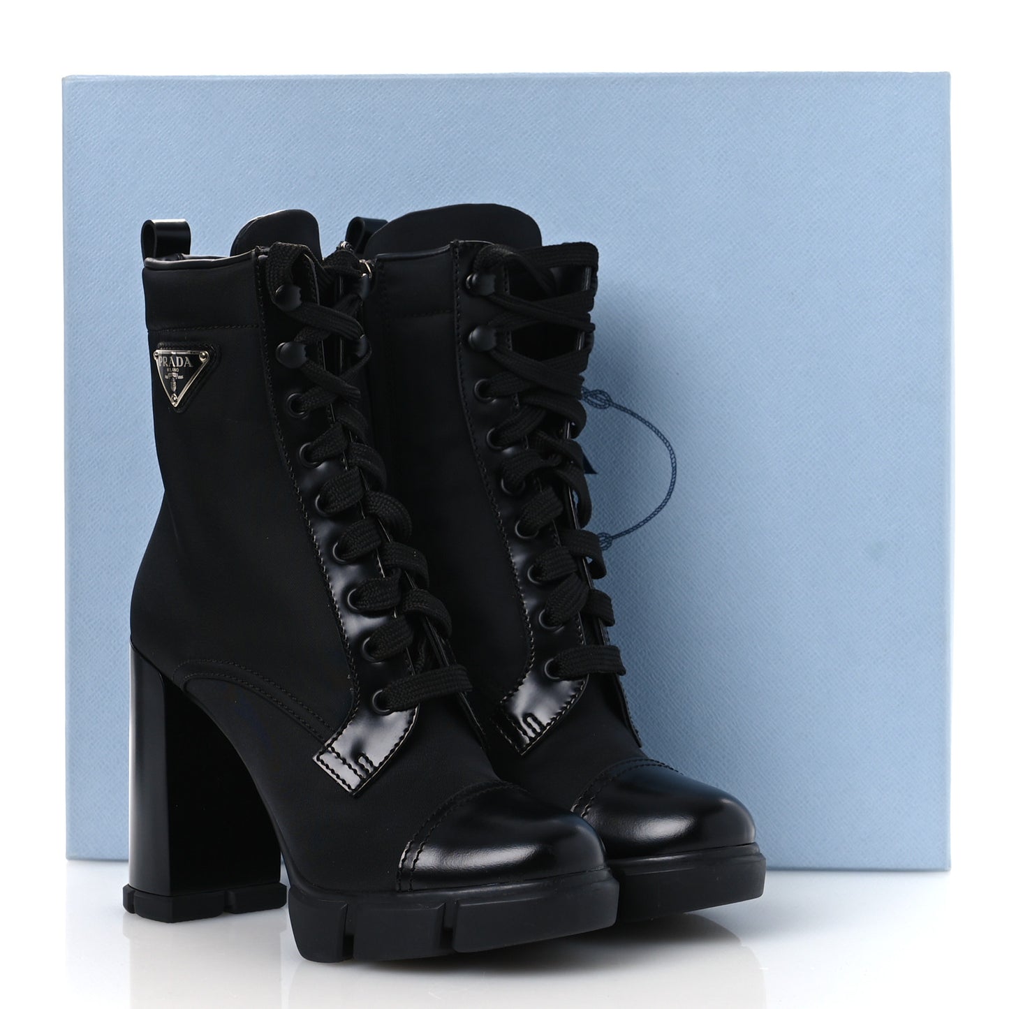 Spazzolato Re-Nylon Metal Triangle Logo 110mm Ankle Boots 36.5 Black