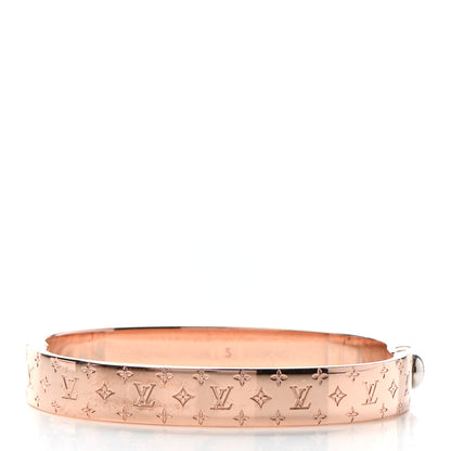 Louis Vuitton Brass Monogram Nanogram Cuff S Pink Gold 3 of 6