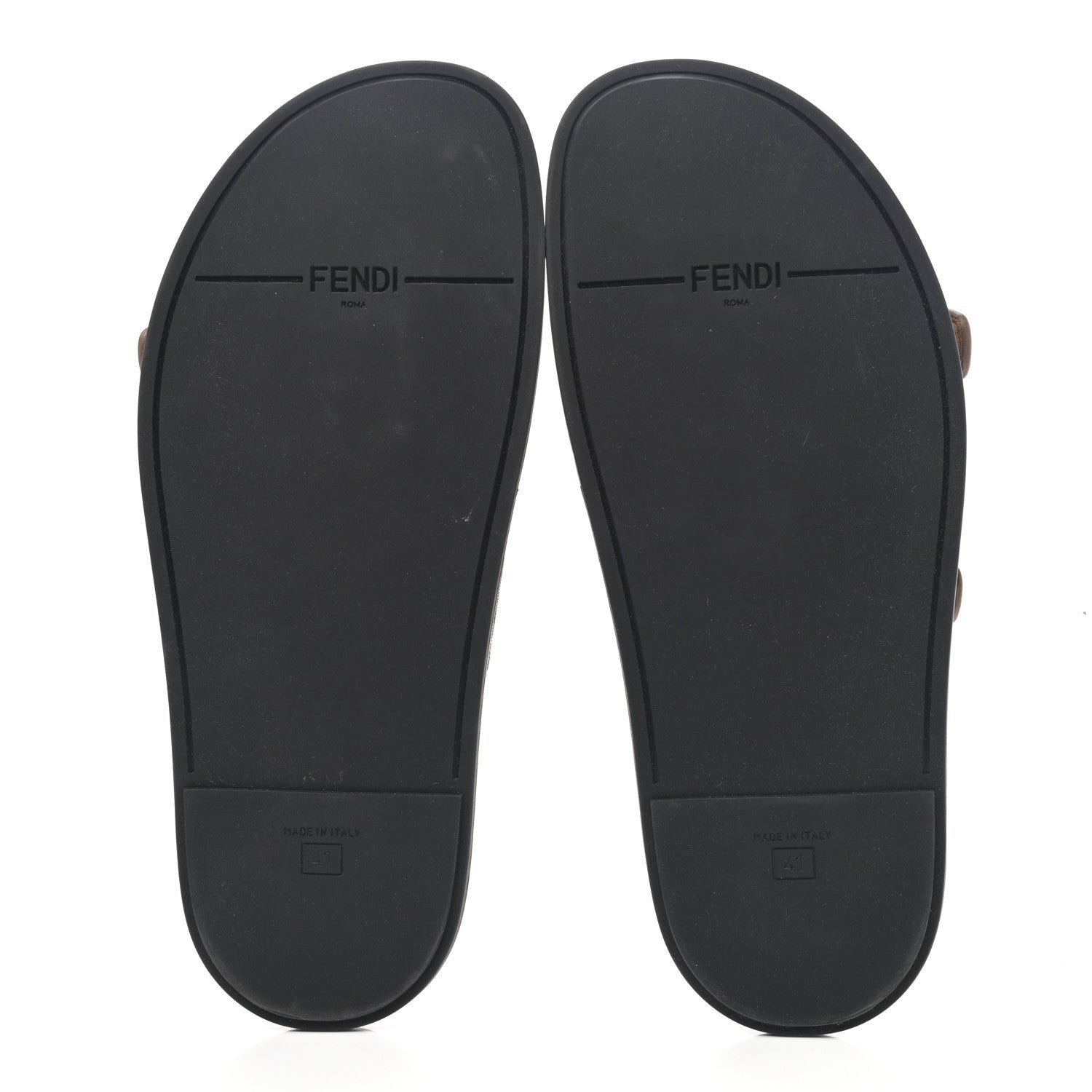 Fendi Fabric Jacquard Nappa FF Womens Fendi Feel Buckled Slide Sandals 41 Tobacco Black Miele Scuro 9 of 18