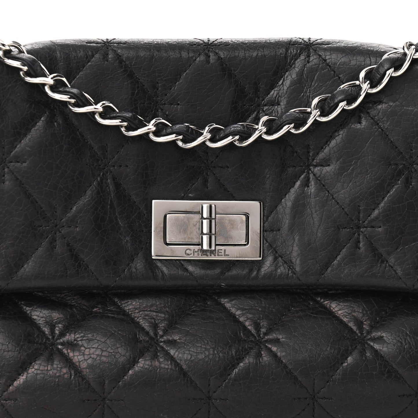 Washed Lambskin Mademoiselle Flap Black