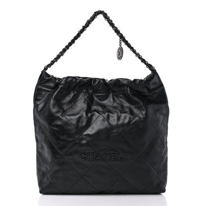 Chanel Shiny Calfskin Quilted Chanel 22 So Black 3 of 10