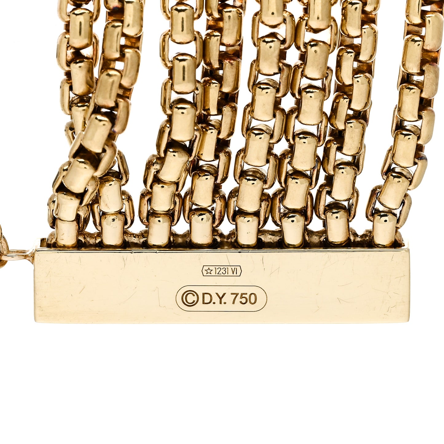 18K Yellow Gold 8 Strand Multi Box Chain Bracelet
