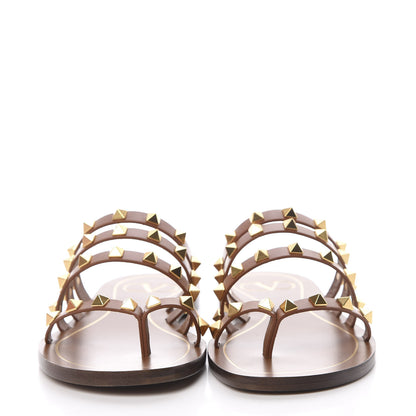 Valentino Garavani Calfskin Rockstud Flair Flat Thong Sandals 35 Selleria 2 of 7