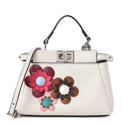 Fendi Nappa Flowerland Micro Peekaboo Iconic Satchel White Multicolor 1 of 11