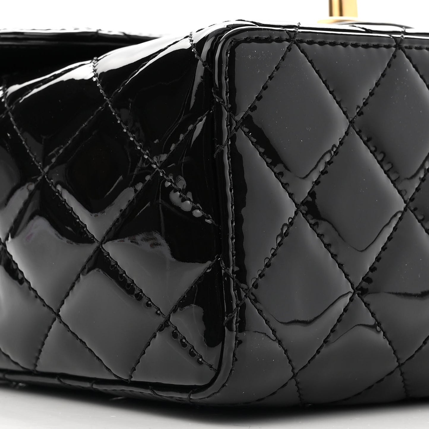 Patent Quilted Small Flap Black