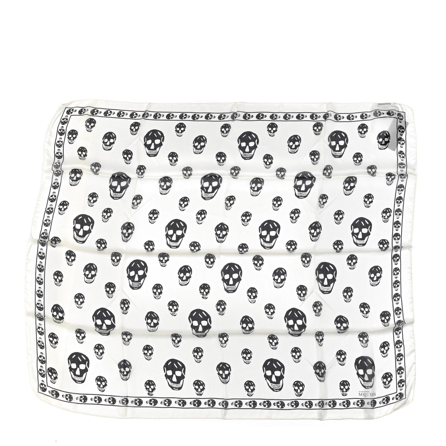 Alexander McQueen Silk Chiffon Skull Scarf Ivory Black 1 of 3